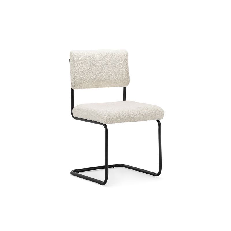 Myah Cantilever Dining Chair | Cream Bouclé & Black