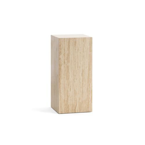 Cubie Plinth Medium | Cream Travertine