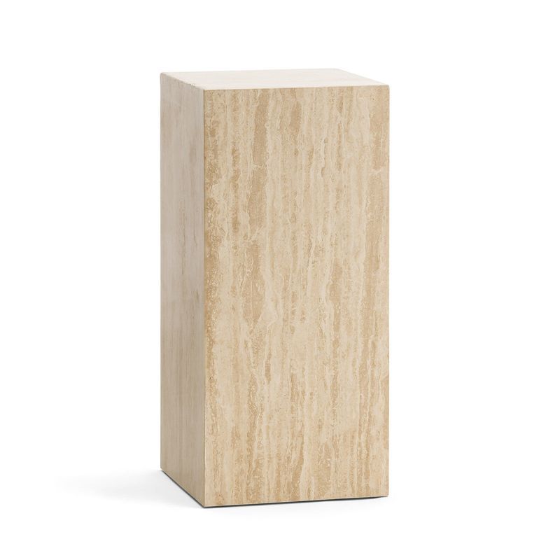 Cubie Plinth Medium | Cream Travertine