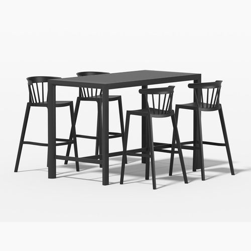 Stratus Table With Aria Chairs 5-Piece Outdoor Bar Set