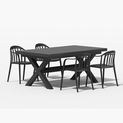 Tuba Extension Table With Alice Chairs 5-Piece Outdoor Dining Set