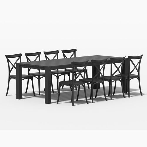 Ficus Table With Avis Chairs 9-Piece Outdoor Dining Set