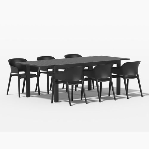 Cumulus Extension Table With Anna Chairs 7-Piece Outdoor Dining Set