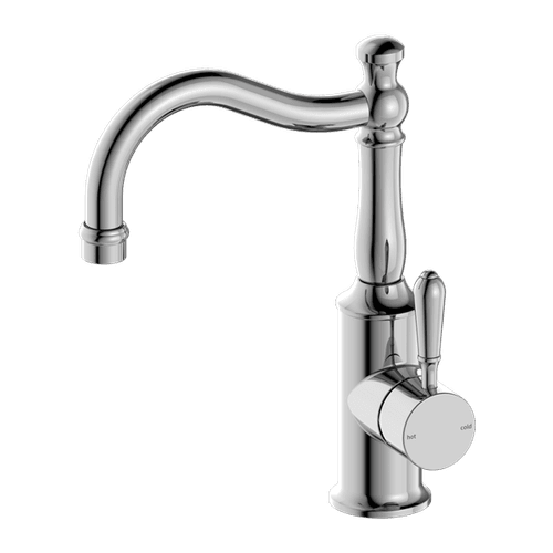 York Basin Mixer Hook Spout With Metal Lever Chrome