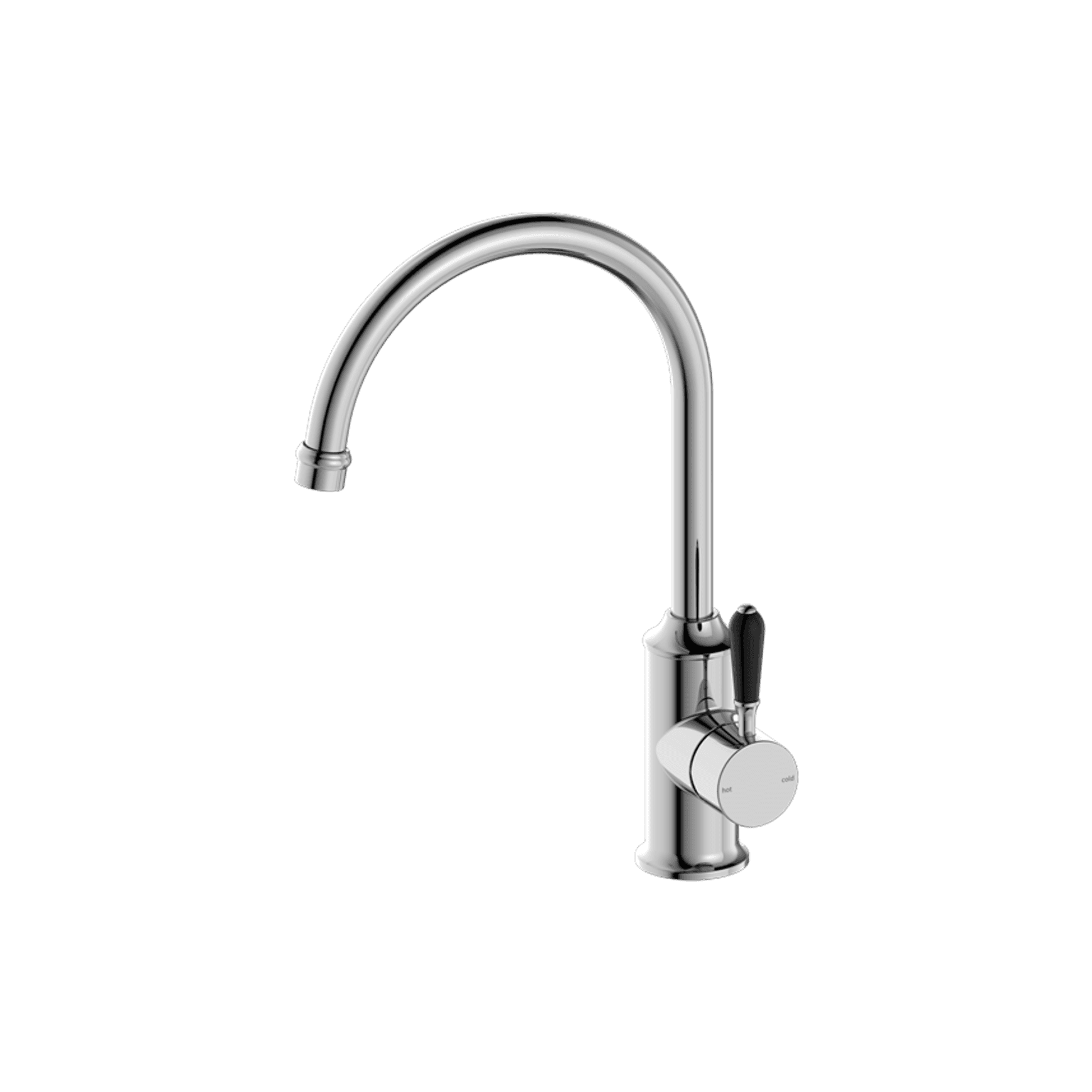 York Kitchen Mixer Gooseneck Spout With Black Porcelain Lever Chrome