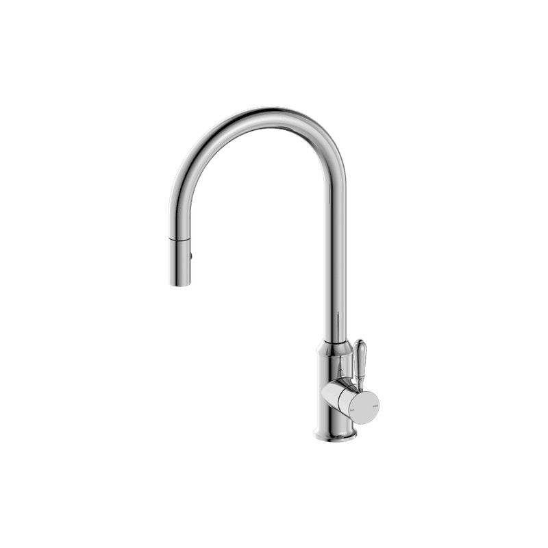 York Pull Out Sink Mixer With Vegie Spray Function With Metal Lever Chrome