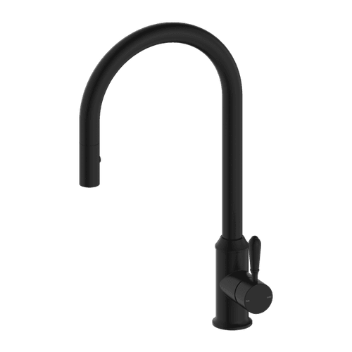York Pull Out Sink Mixer With Vegie Spray Function With Metal Lever Matte Black