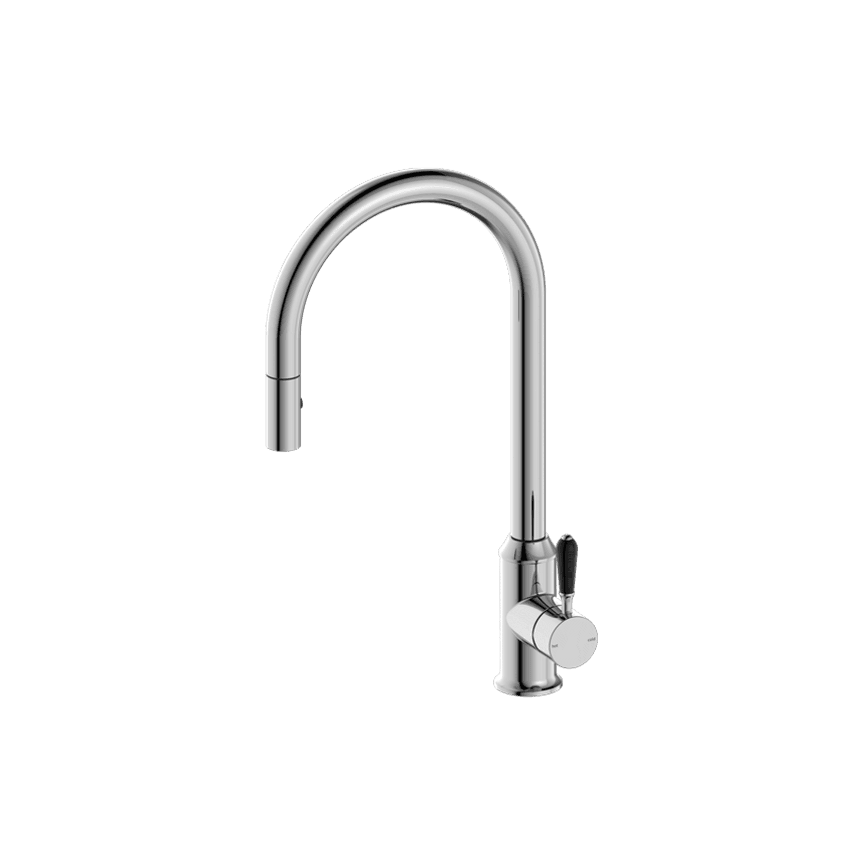 York Pull Out Sink Mixer With Vegie Spray Function With Black Porcelain Lever Chrome