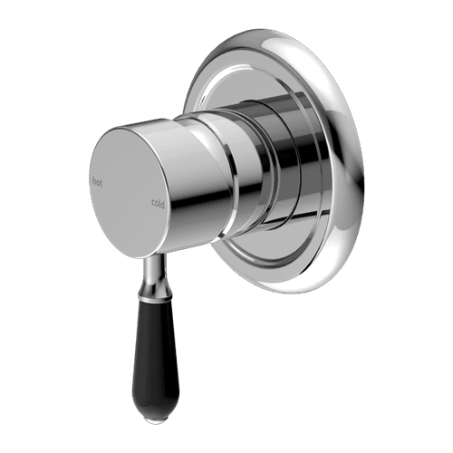 York Shower Mixer With Black Porcelain Lever Chrome