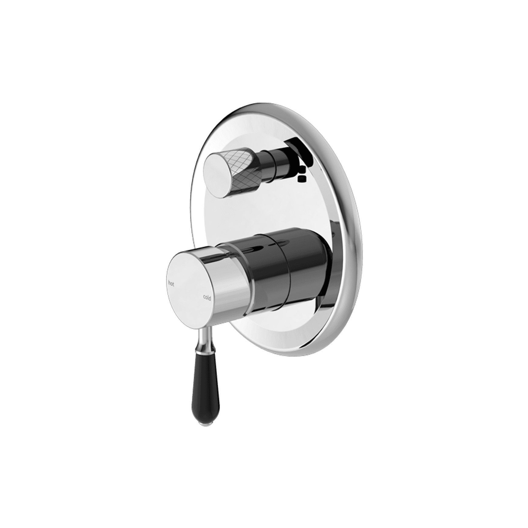 York Shower Mixer With Divertor With Black Porcelain Lever Chrome