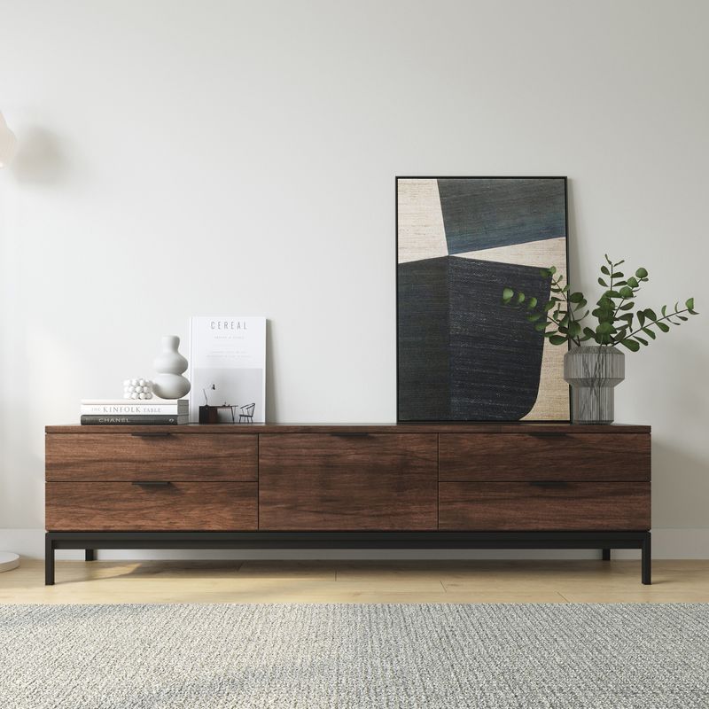 Macy Oak Entertainment Unit | Walnut & Black