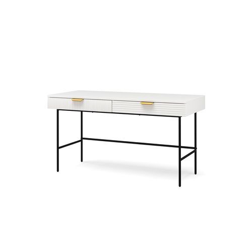 Kina Ripple Slatted Desk | 140cm | White & Black