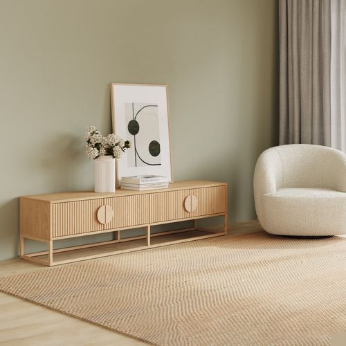 Braxton Ripple Slatted TV Entertainment Unit | 180cm | Natural Oak