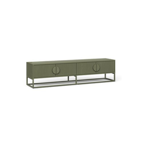 Braxton Ripple Slatted TV Entertainment Unit | 180cm | Olive Green