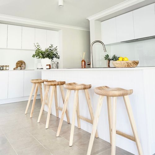 Moku Solid Ashwood Oak Tractor Seat Barstool | Set of 2 | Natural