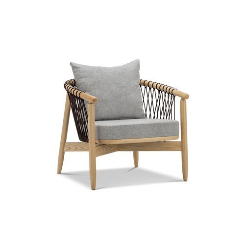 Tait Solid Ashwood Woven Rope Lounge Armchair | Natural & Grey