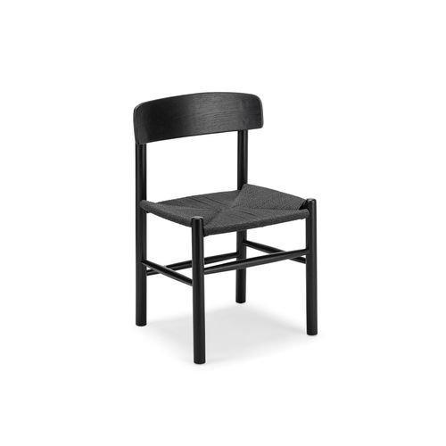 Isak Solid Ashwood Woven Cord Dining Chair | Set of 2 | Black