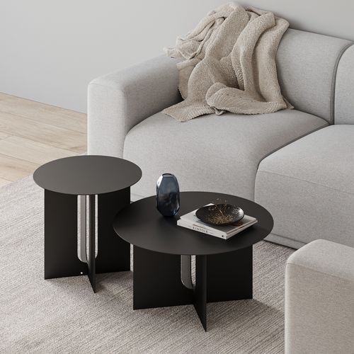 Kiyo Round Steel Coffee Table | Matte Black