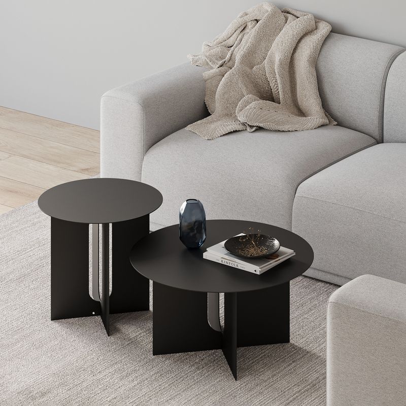 Kiyo Round Steel Coffee Table | Matte Black