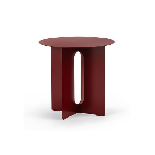 Kiyo Round Steel Side Table | Merlot Red