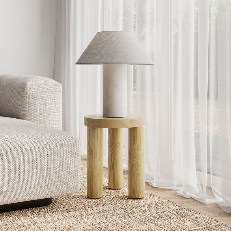 Nomad Round Solid Oak Side Table Stool | Natural