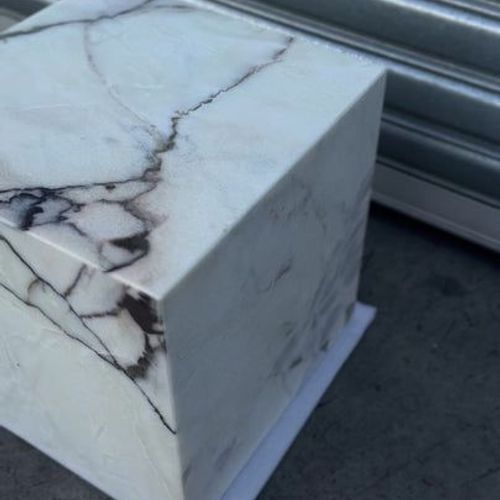 Cube Side Table - White Latte Marble | Natural Stone Co
