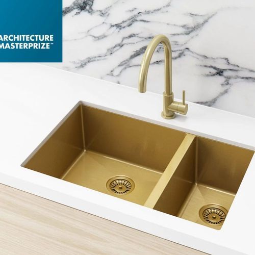 Kitchen Sink - One & Half Bowl 670 x 440 - Bronze Gold