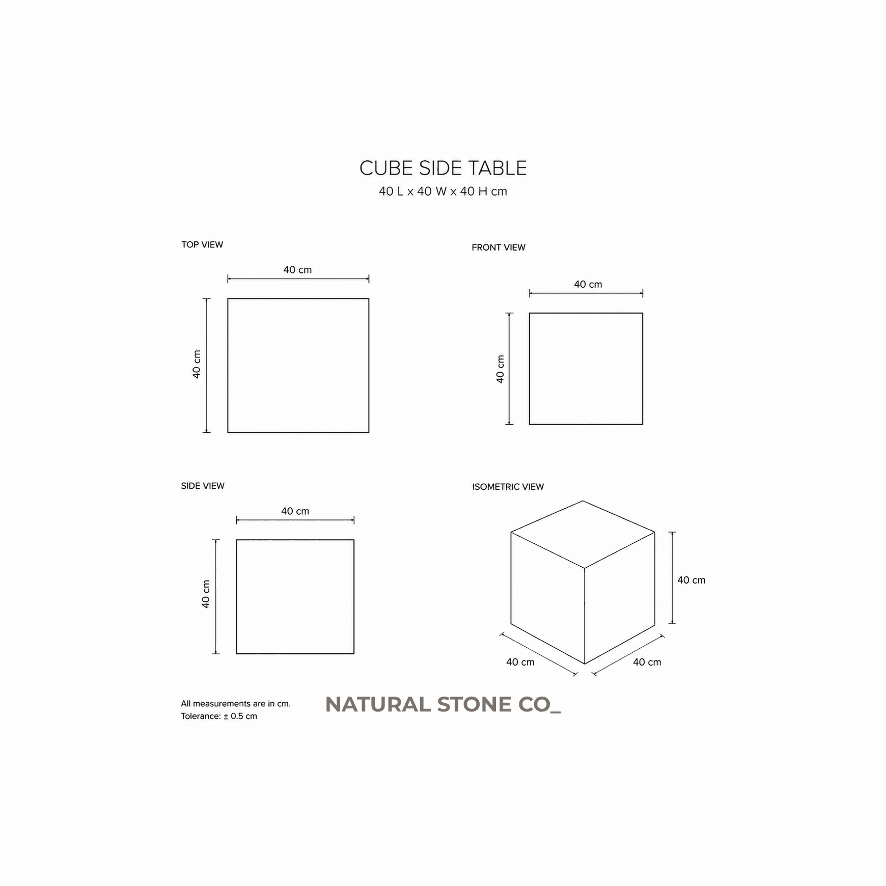 Cube Side Table - Peach Pink Rose Marble