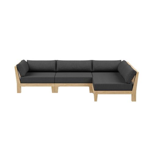 Newport Teak Outdoor Sofa L Sectional - 4 Seat