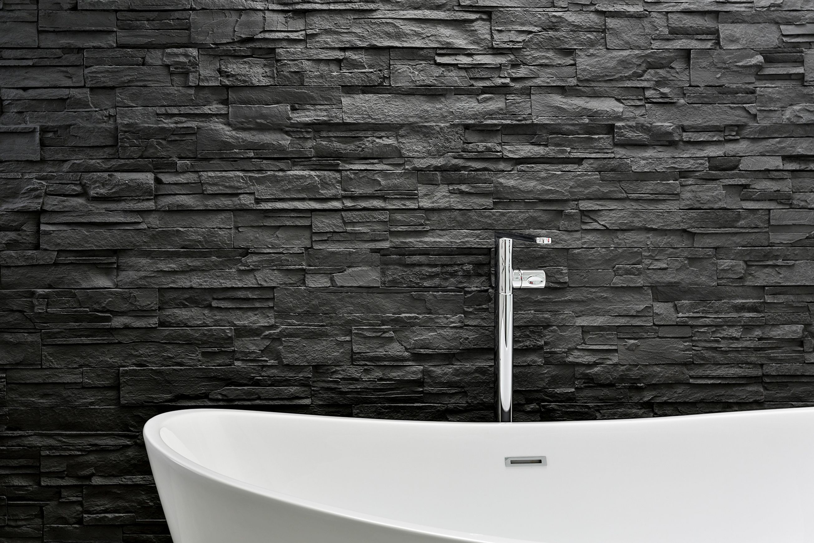 Strata Stone Wall Panels by Muros | Black Stacked Stone