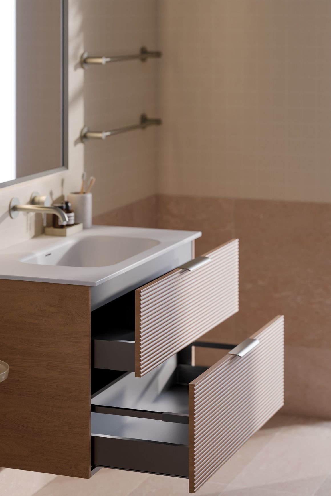 Lineare 900 Vanity | 2 Drawer | Inset Basin