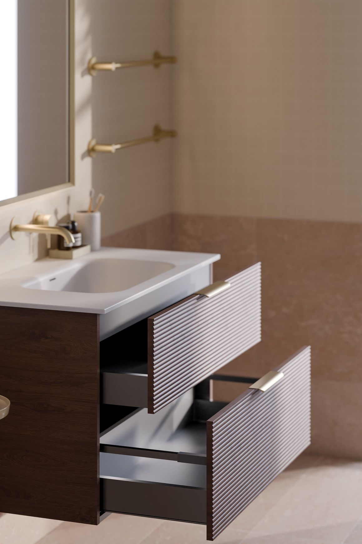 Lineare 900 Vanity | 2 Drawer | Inset Basin