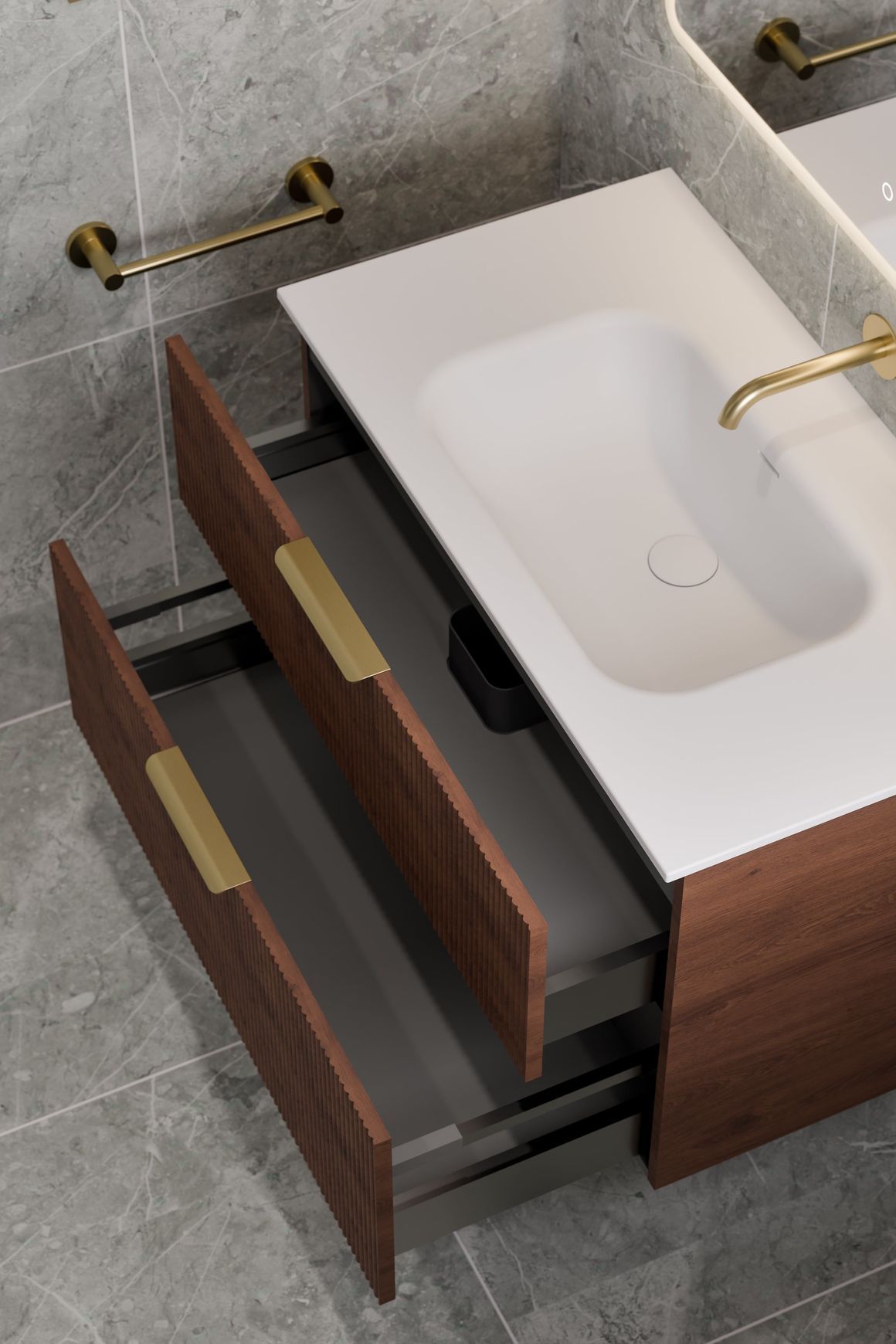 Lineare 900 Pillar 2 Drawer Vanity