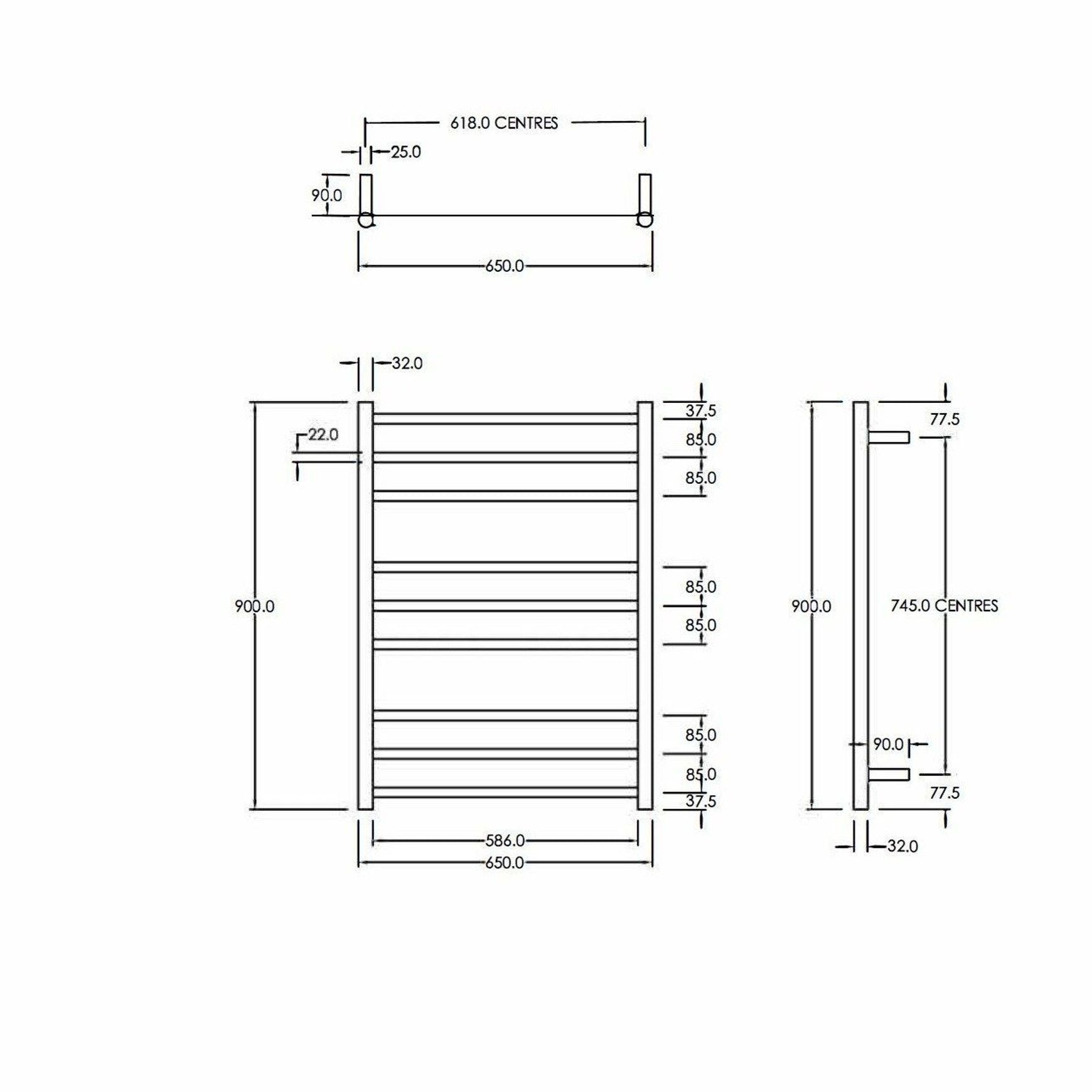 Round Heated Towel Ladder 900x650mm