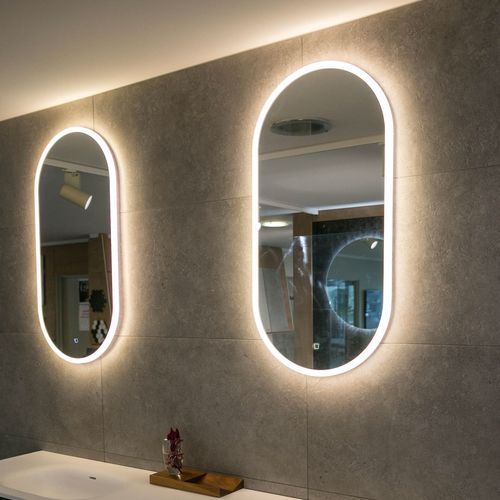 Acrylic Framed Oval Mirror w/ Led Light & Demister