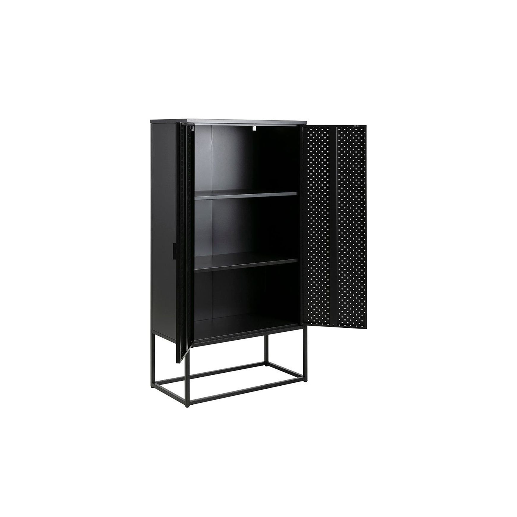 NEWTON Tall Sideboard Cabinet Unit 80cm - Black