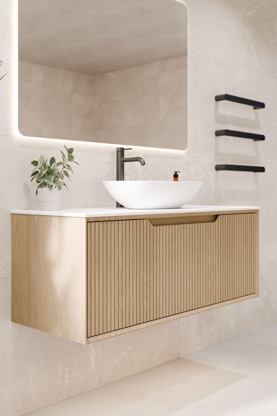 Aria 900 Vanity | Villastone Slab Top