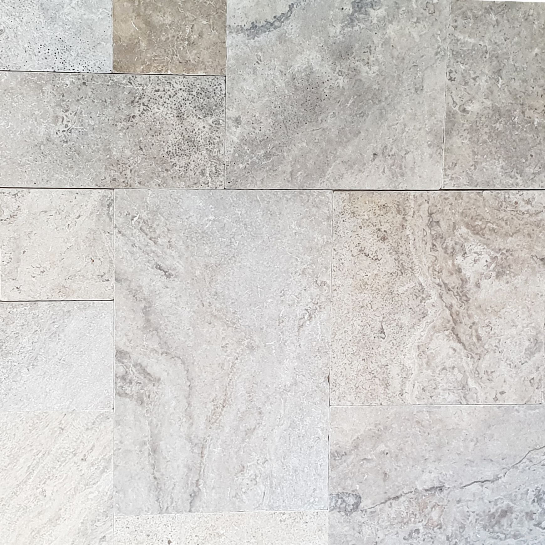 12mm Aqua Silver Travertine French Pattern Tiles
