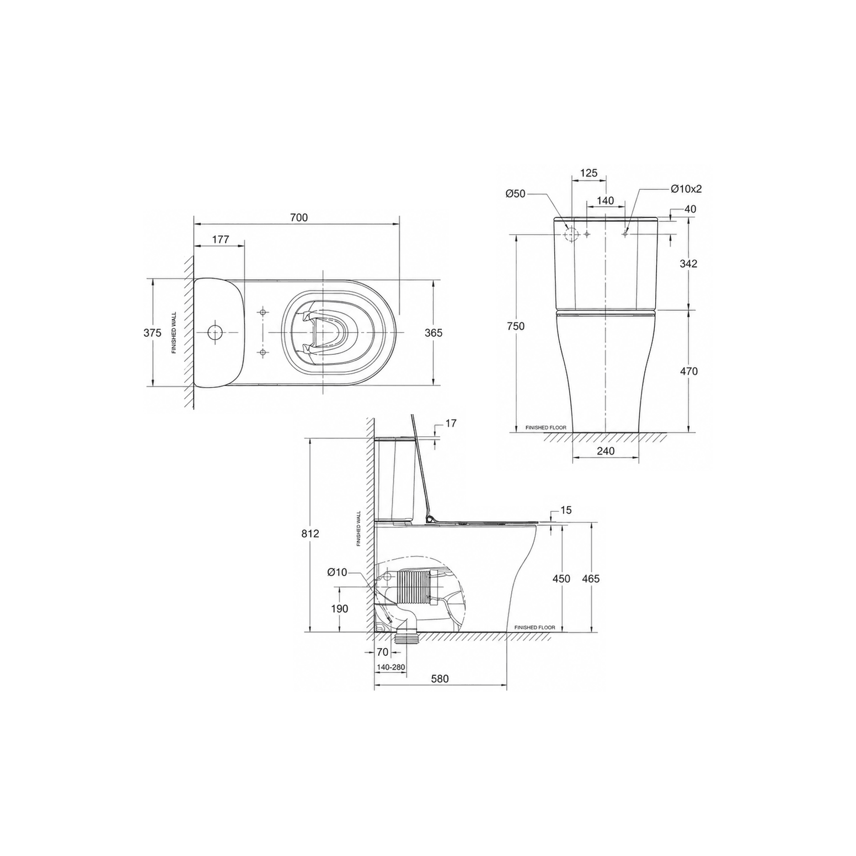 Cygnet Hygiene Rim OH Round CCBTW - Back Inlet