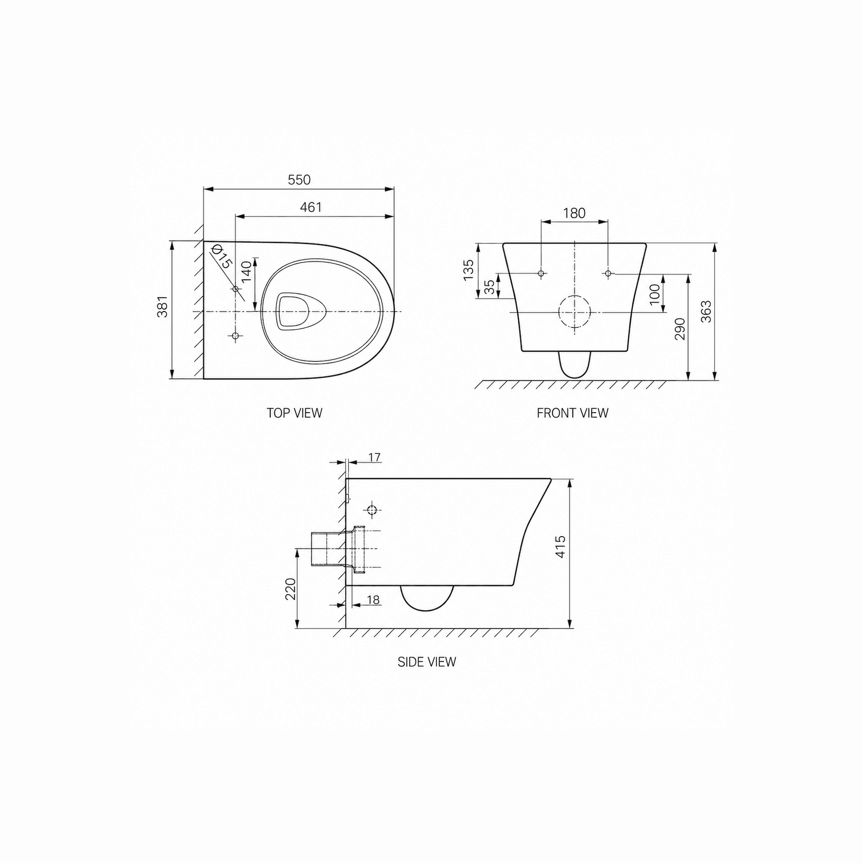 Signature Hygiene Rim Wall Hung Pan with Std Seat