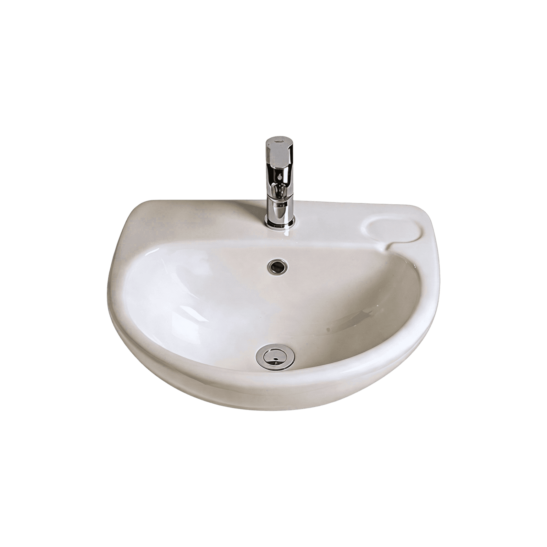 Studio 500 Wall Basin - 1 Tap Hole - Overflow - Inc Fixing Kit