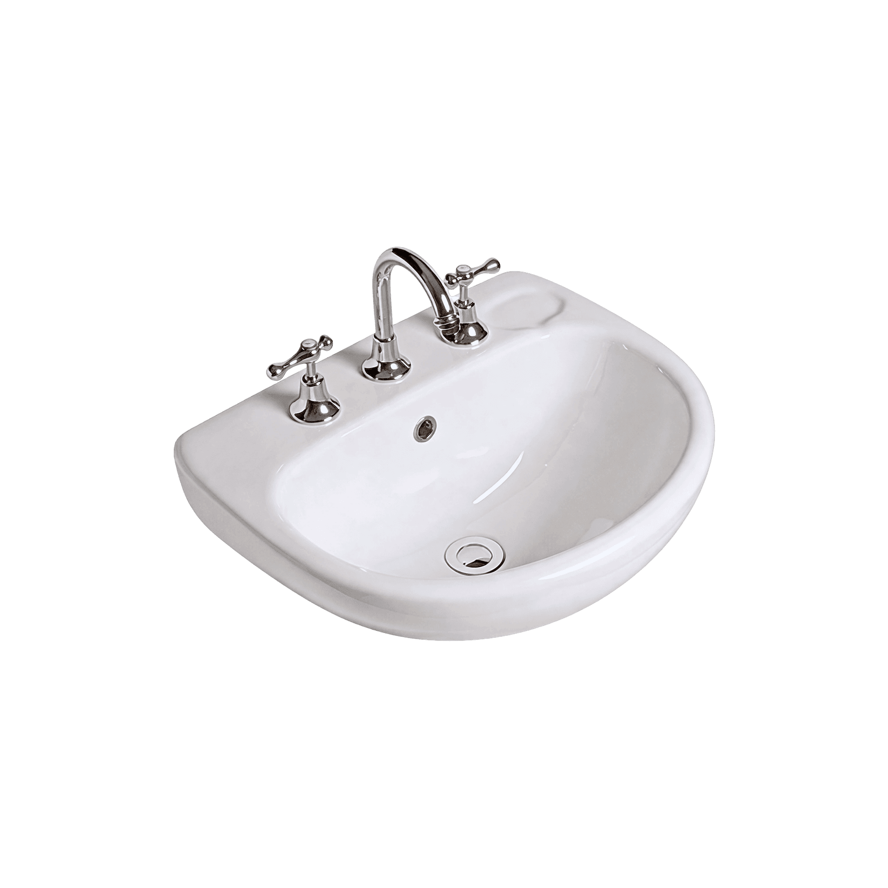 Studio 500 Wall Basin - 3 Tap Hole - Overflow - Inc Fixing Kit
