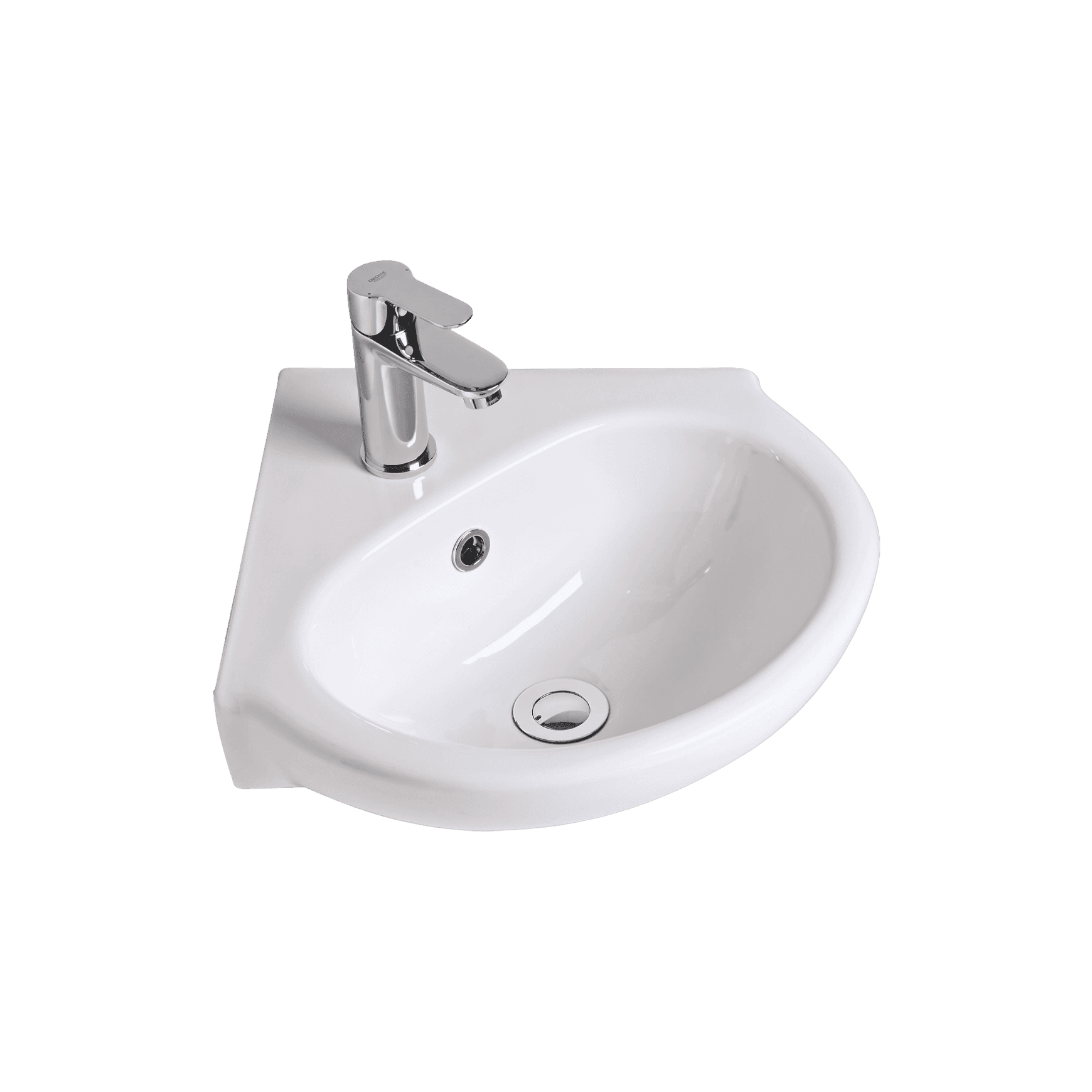 Studio 450 Corner Wall Basin - 1 Tap Hole Overflow - Inc Fixing Kit
