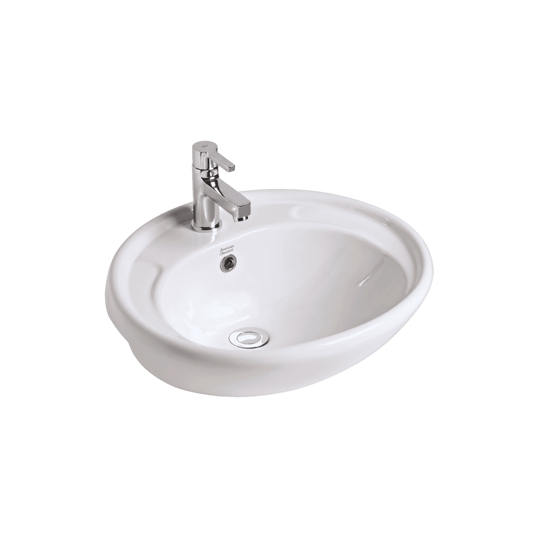 Studio 500 Semi Recessed Basin - 1 Tap Hole Overflow - Inc Fixing Kit