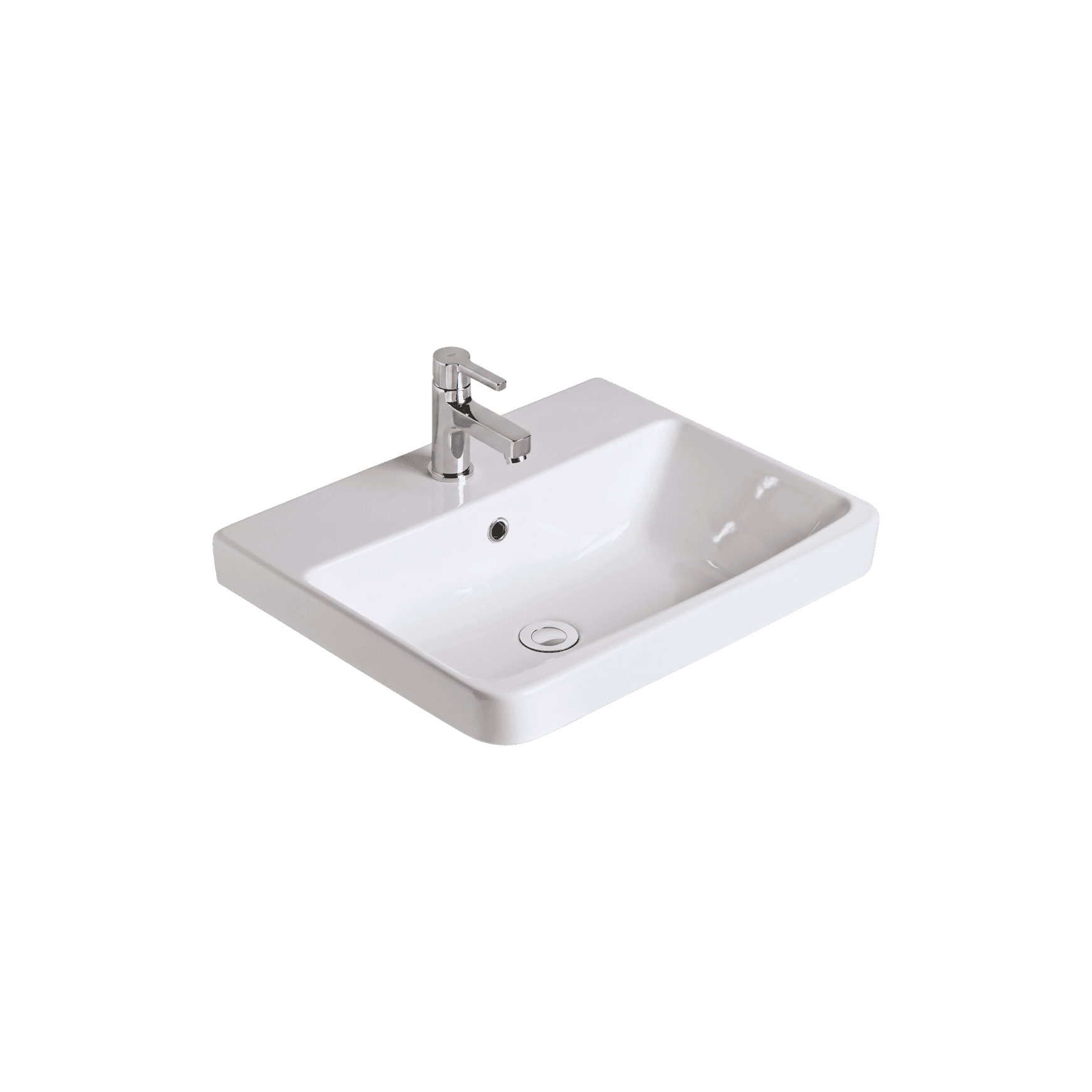 Heron Square 500 Semi Inset Basin - 1 Taphole - Overflow