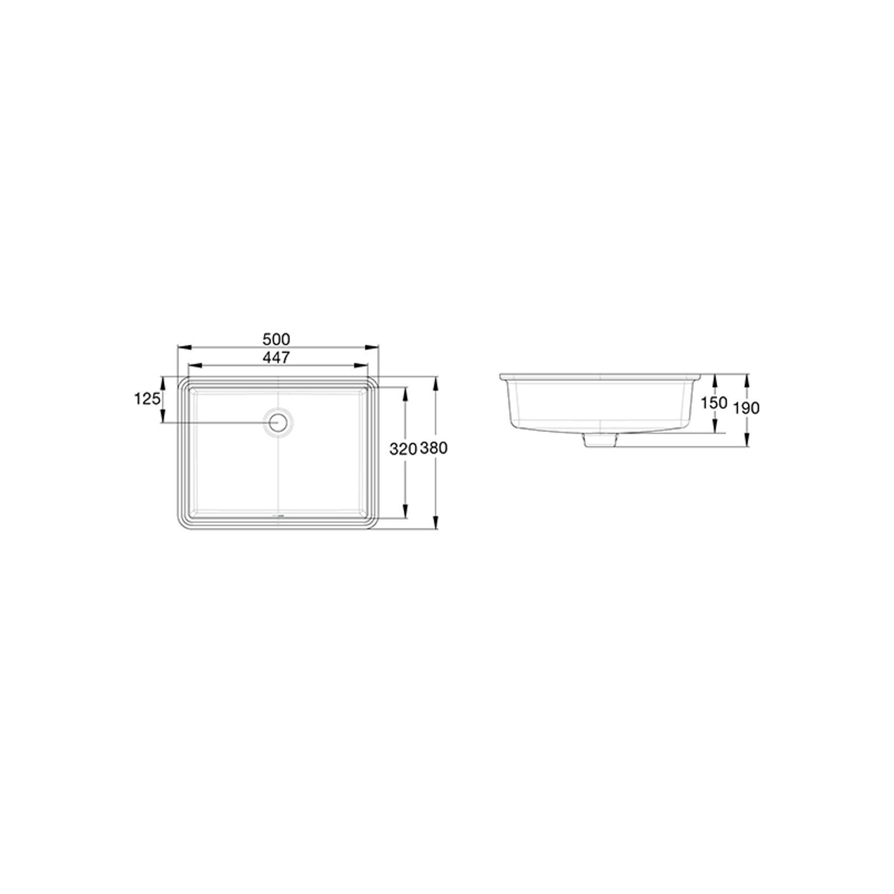 Heron Square 500 Under Counter Basin - Overflow