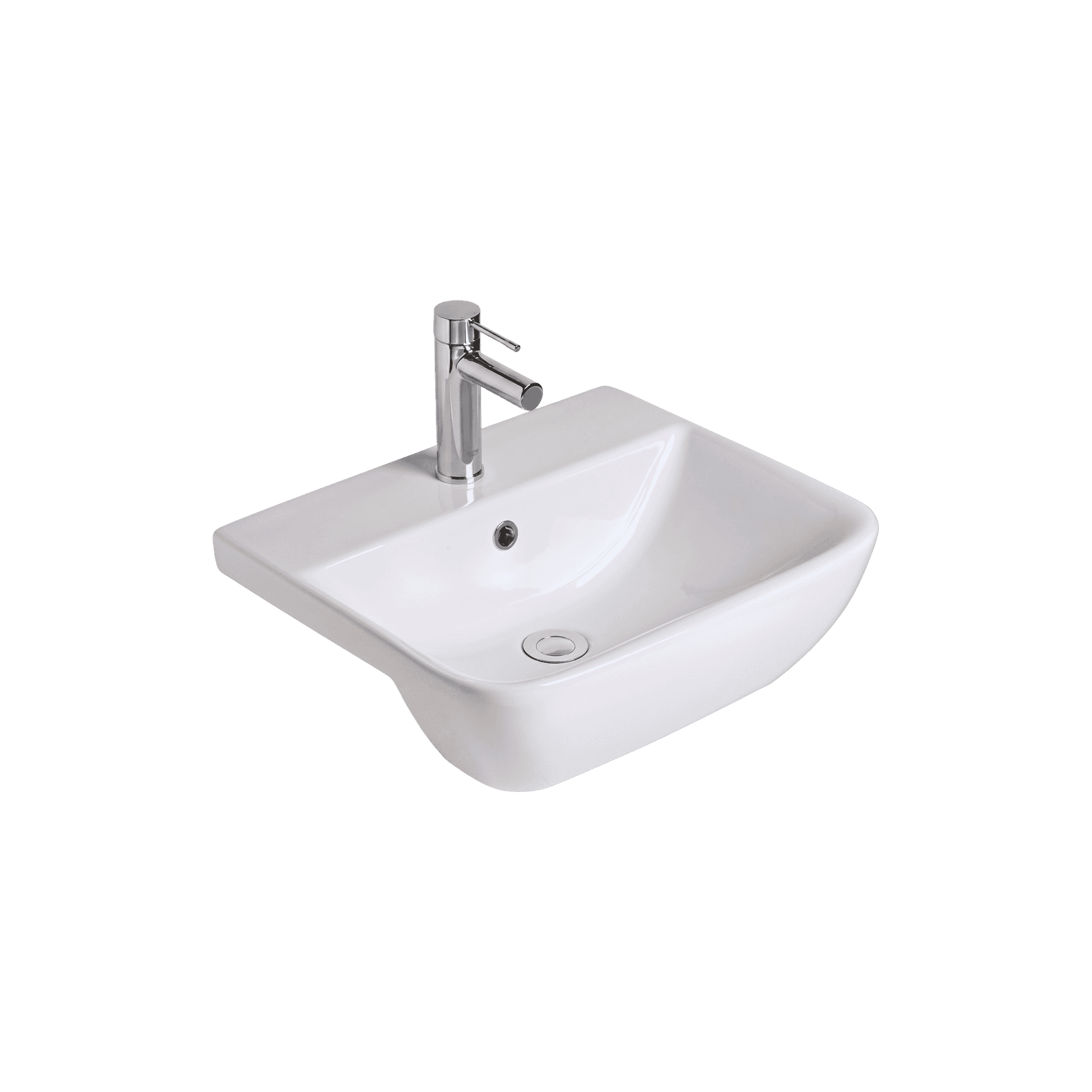 Cygnet 500 Semi Recessed Basin - 1 Taphole - Overflow