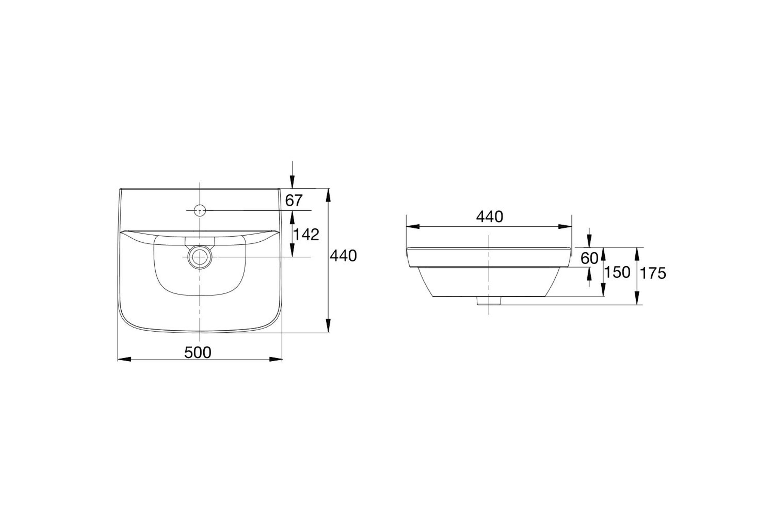 Cygnet 500 Semi Inset Basin - 3 Taphole - Overflow