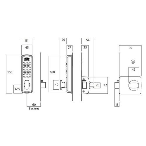 Lockwood Digital Lockset Lever Open Out Strike 002-4LDXSC