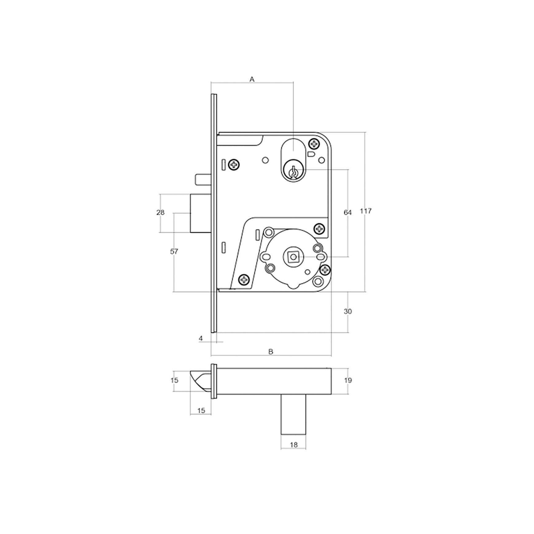 Lockwood 4772 Universal Primary Mortice Lock 89mm Backset Stainess Steel 4772SS